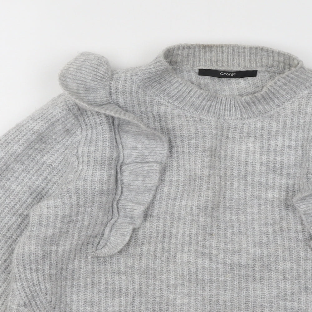 George Womens Grey Mock Neck Acrylic Pullover Jumper Size XS