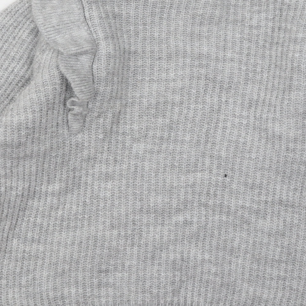 George Womens Grey Mock Neck Acrylic Pullover Jumper Size XS