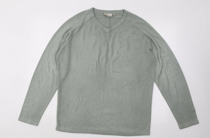 Zantos Mens Grey V-Neck Acrylic Pullover Jumper Size L