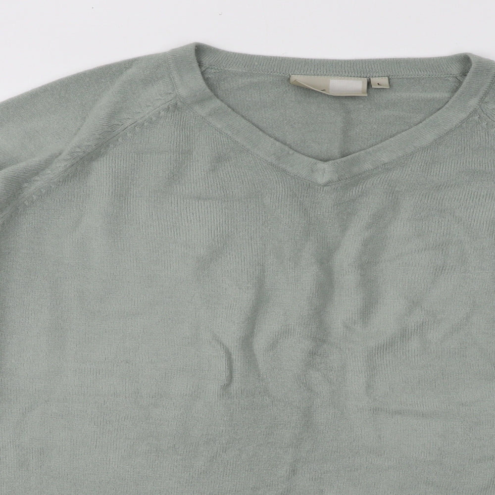 Zantos Mens Grey V-Neck Acrylic Pullover Jumper Size L