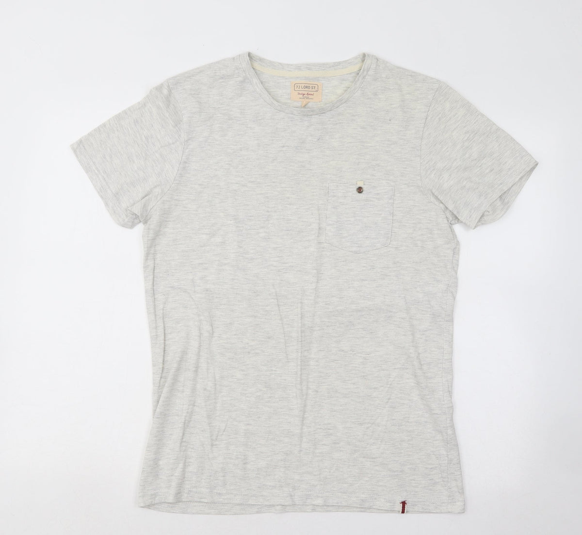 72 Lord St Womens Grey Cotton Basic T-Shirt Size M Round Neck