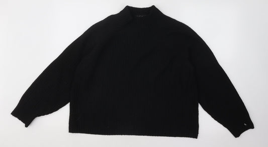 Boohoo Womens Black Mock Neck Polyester Pullover Jumper Size M - Ribbed