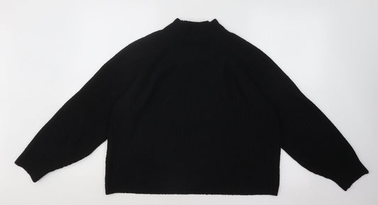 Boohoo Womens Black Mock Neck Polyester Pullover Jumper Size M - Ribbed