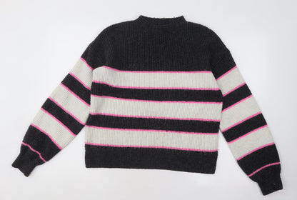 George Womens Multicoloured Mock Neck Striped Acrylic Pullover Jumper Size S