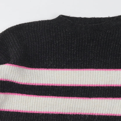 George Womens Multicoloured Mock Neck Striped Acrylic Pullover Jumper Size S