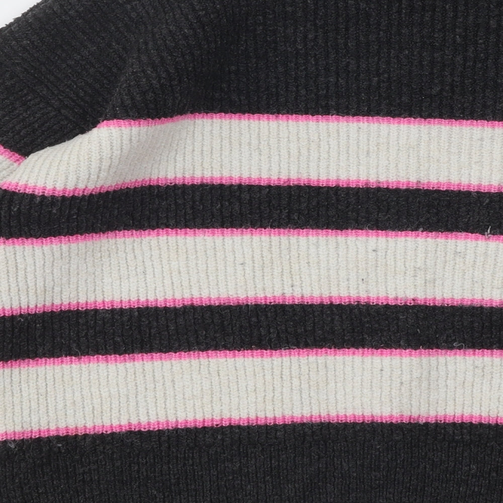 George Womens Multicoloured Mock Neck Striped Acrylic Pullover Jumper Size S