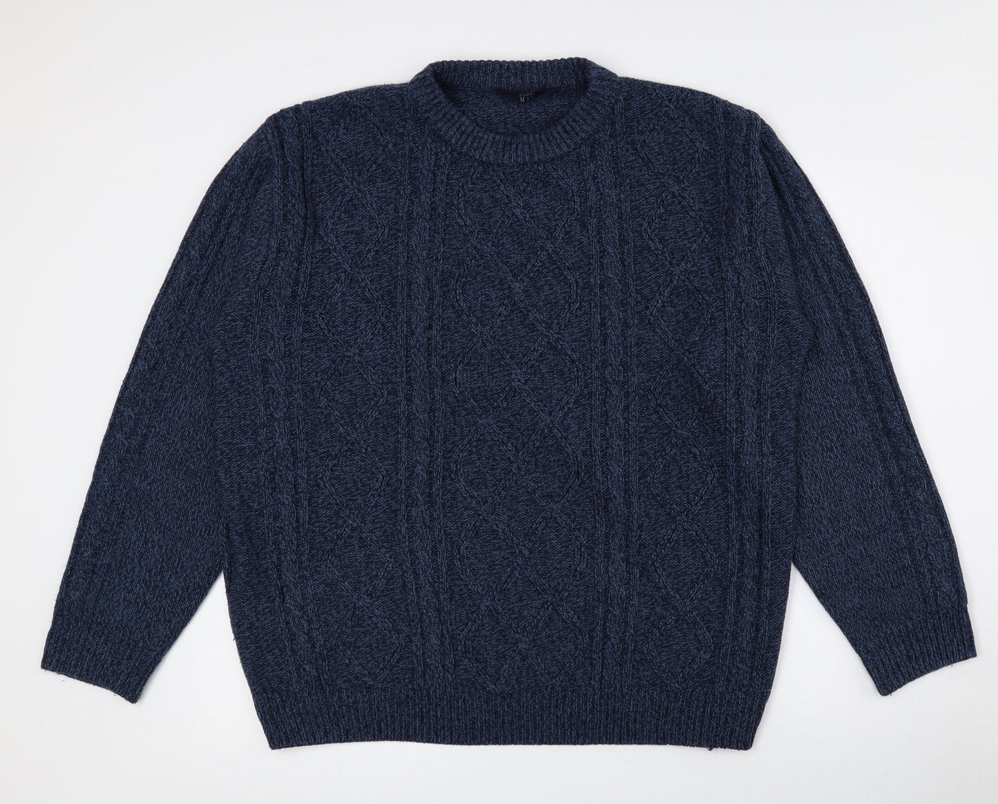 Premier Mens Blue Crew Neck Acrylic Pullover Jumper Size L - Size 44/46