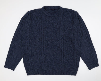 Premier Mens Blue Crew Neck Acrylic Pullover Jumper Size L - Size 44/46