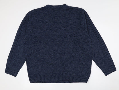 Premier Mens Blue Crew Neck Acrylic Pullover Jumper Size L - Size 44/46