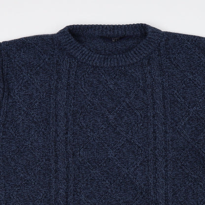 Premier Mens Blue Crew Neck Acrylic Pullover Jumper Size L - Size 44/46