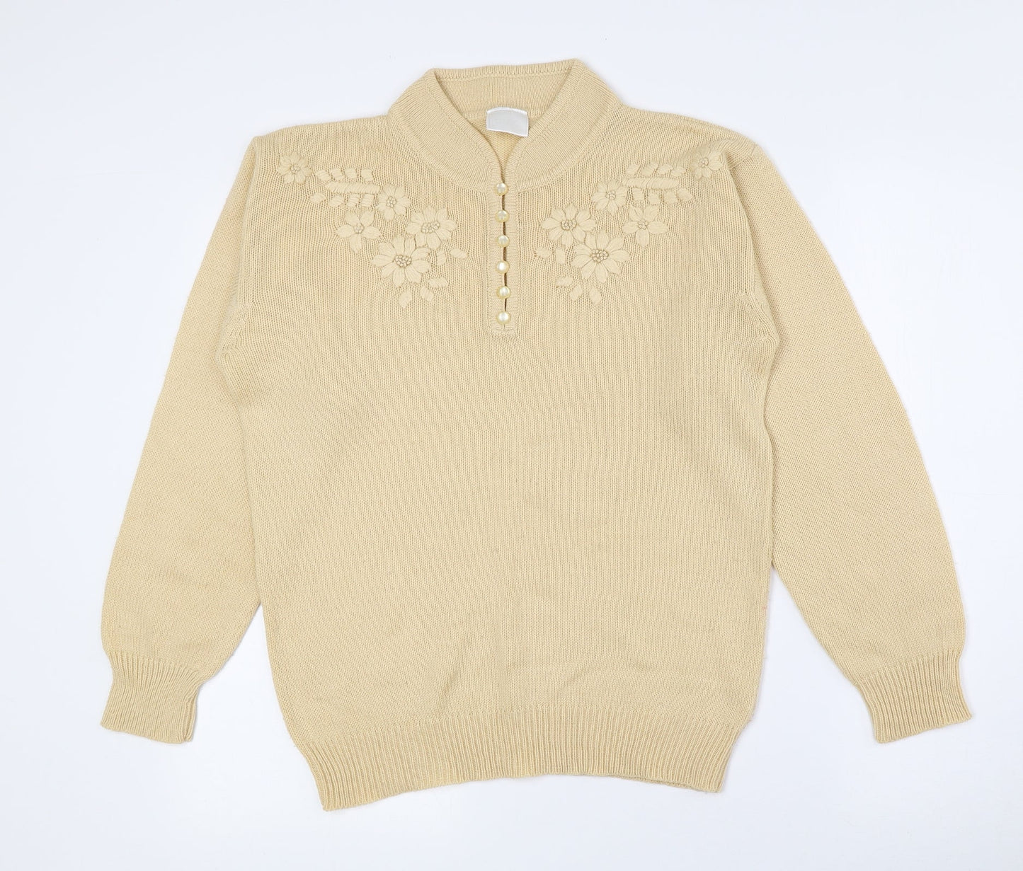 Classics Womens Gold High Neck Acrylic Pullover Jumper Size 10