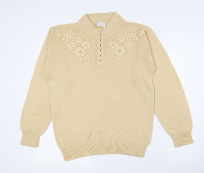 Classics Womens Gold High Neck Acrylic Pullover Jumper Size 10
