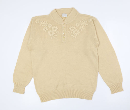 Classics Womens Gold High Neck Acrylic Pullover Jumper Size 10