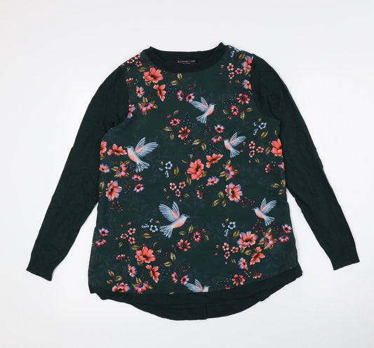 F&F Womens Multicoloured Crew Neck Floral Viscose Pullover Jumper Size 6