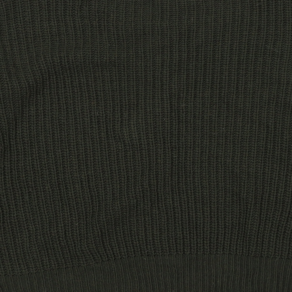Boohoo Womens Green Crew Neck Acrylic Pullover Jumper Size 6