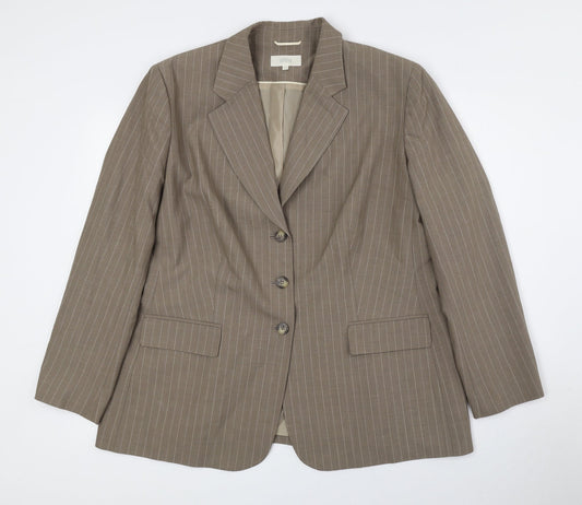Marks and Spencer Womens Brown Striped Polyester Jacket Suit Jacket Size 20