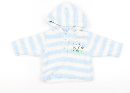 Baby Baby Blue Striped Polyester Pullover Jumper Size 0-3 Months Button - Mucky Paws