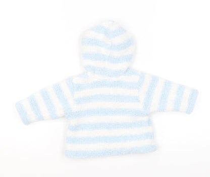 Baby Baby Blue Striped Polyester Pullover Jumper Size 0-3 Months Button - Mucky Paws
