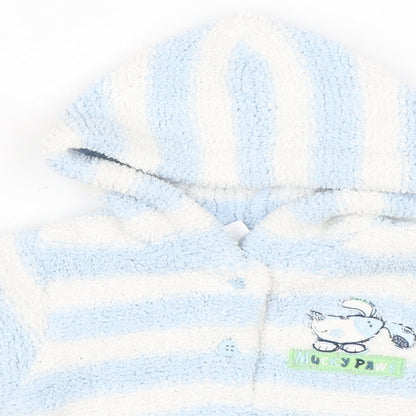 Baby Baby Blue Striped Polyester Pullover Jumper Size 0-3 Months Button - Mucky Paws
