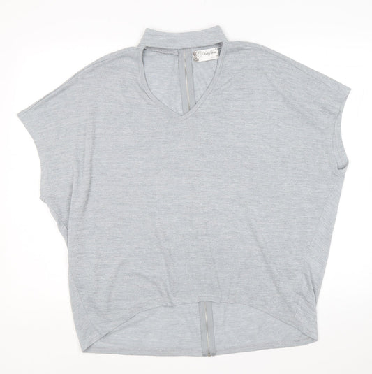 Womens UK Size M Voulez-Vous Grey Basic Blouse