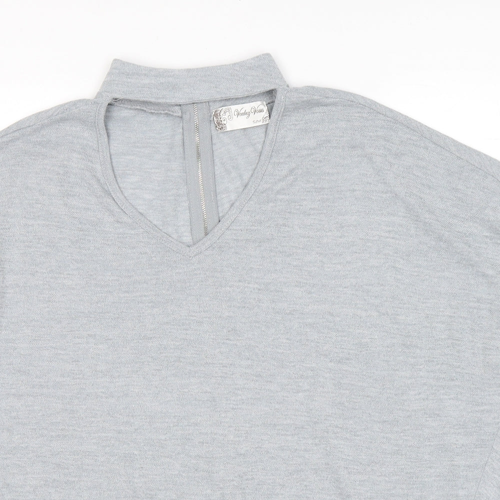 Womens UK Size M Voulez-Vous Grey Basic Blouse
