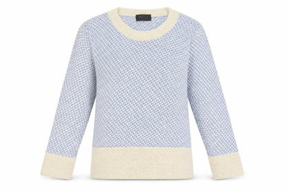 Mary Womens Blue Scoop Neck Striped Acrylic Pullover Jumper Size L