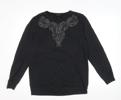 Dorothy Perkins Womens Black Cotton Pullover Sweatshirt Size 12 Pullover - Paisley