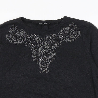 Dorothy Perkins Womens Black Cotton Pullover Sweatshirt Size 12 Pullover - Paisley