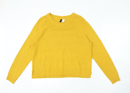 Womens UK Size M H&M Yellow Henley Jumper
