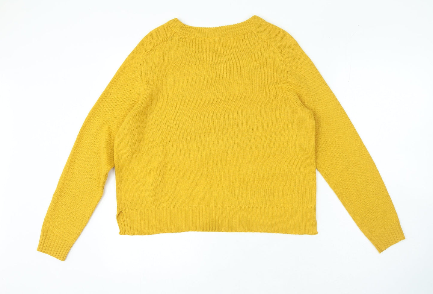 Womens UK Size M H&M Yellow Henley Jumper