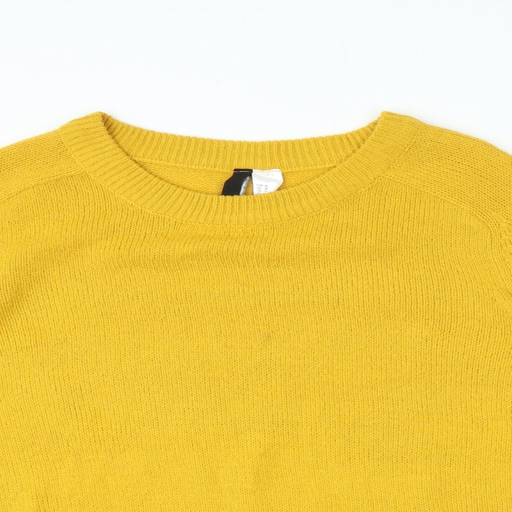 Womens UK Size M H&M Yellow Henley Jumper