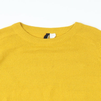 Womens UK Size M H&M Yellow Henley Jumper