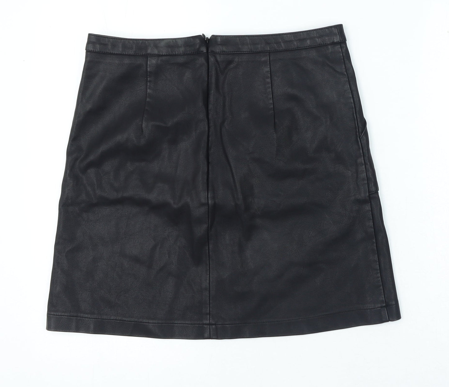 NEXT Womens Black Polyester A-Line Skirt Size 10 Zip