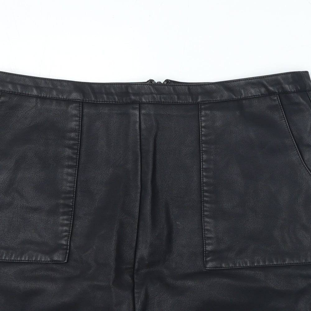 NEXT Womens Black Polyester A-Line Skirt Size 10 Zip