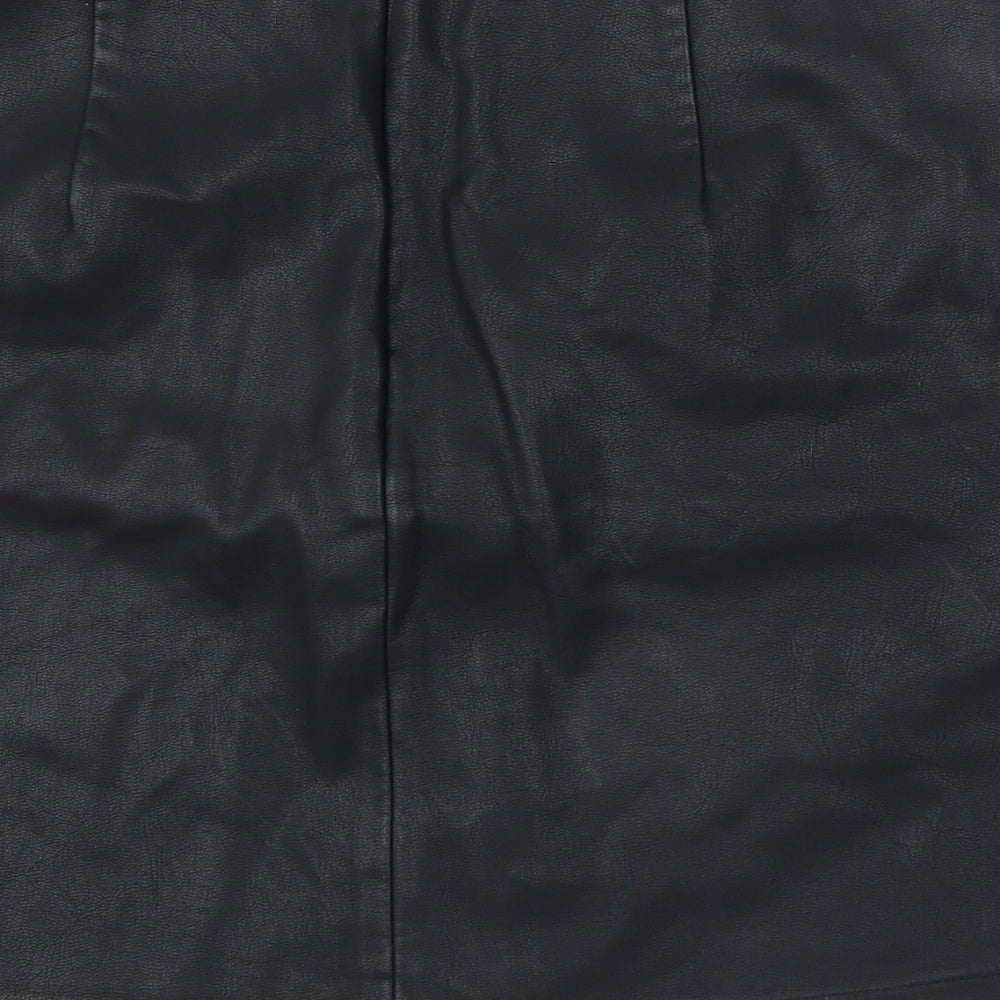 NEXT Womens Black Polyester A-Line Skirt Size 10 Zip