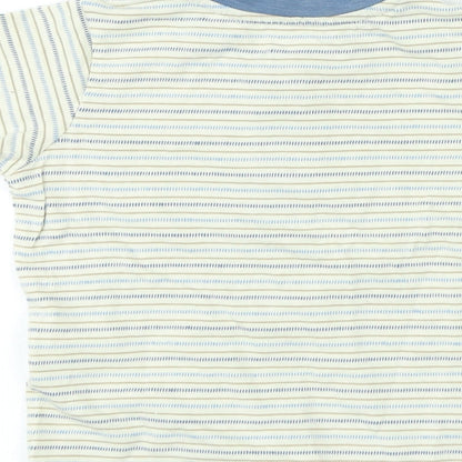Preworn Boys Multicoloured Striped 100% Cotton Pullover T-Shirt Size 12-18 Months Round Neck Button