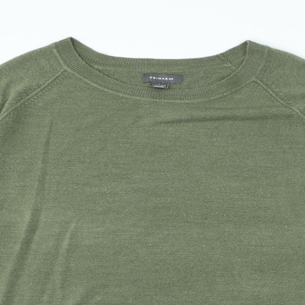 Primark Womens Green Round Neck Polyester Pullover Jumper Size L