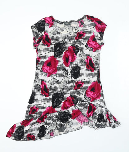 Apricot Womens Black Floral Polyester Jersey T-Shirt Size S Round Neck