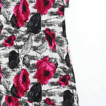 Apricot Womens Black Floral Polyester Jersey T-Shirt Size S Round Neck