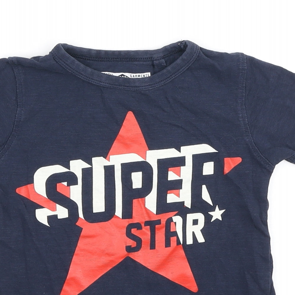 NEXT Baby Blue Cotton Basic T-Shirt Size 12-18 Months Round Neck - Super Star