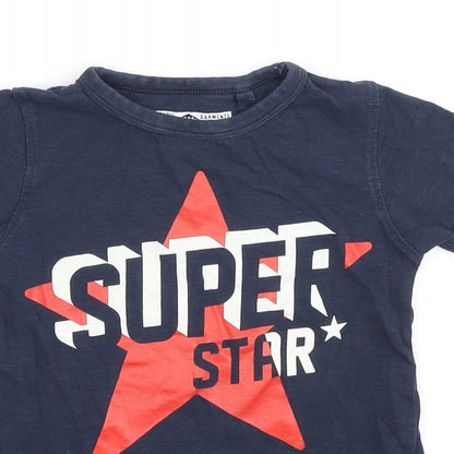 NEXT Baby Blue Cotton Basic T-Shirt Size 12-18 Months Round Neck - Super Star