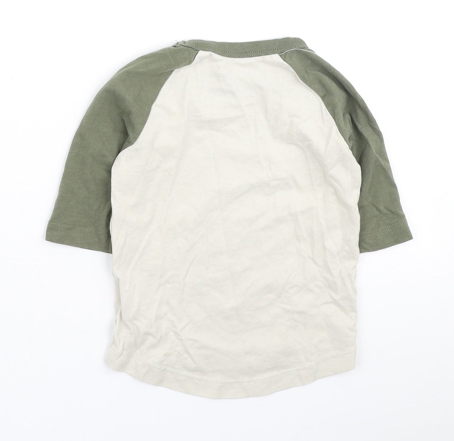 NEXT Boys Ivory Colourblock Cotton Basic T-Shirt Size 6-9 Months Round Neck