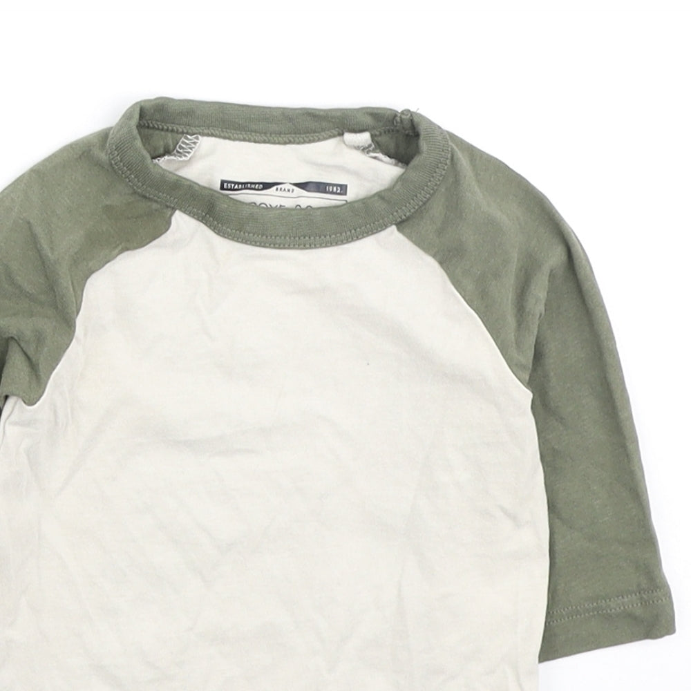 NEXT Boys Ivory Colourblock Cotton Basic T-Shirt Size 6-9 Months Round Neck