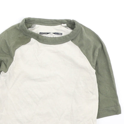 NEXT Boys Ivory Colourblock Cotton Basic T-Shirt Size 6-9 Months Round Neck