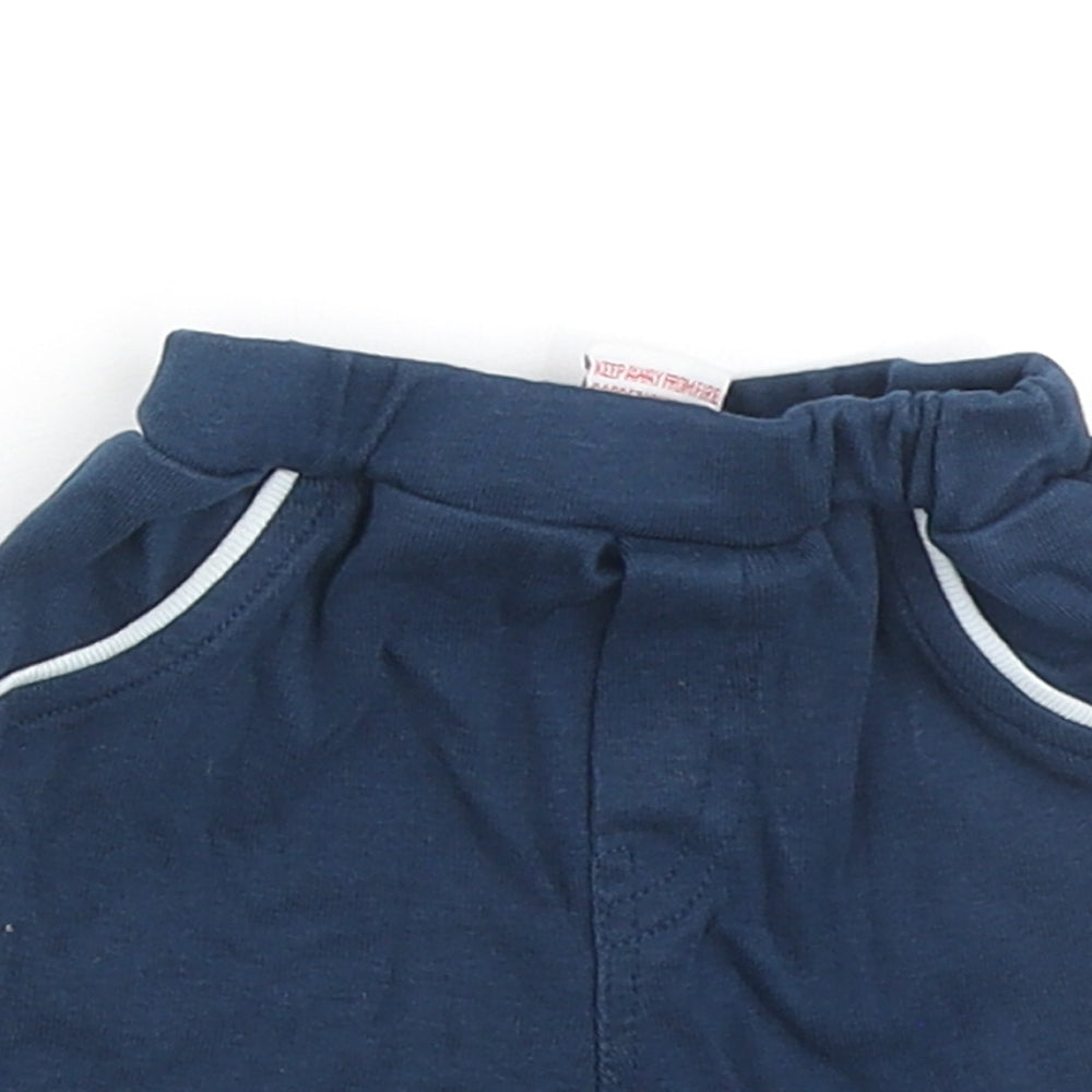 Little Mariner Baby Blue Cotton Cropped Leggings Size 0-3 Months - Contrasting Trim