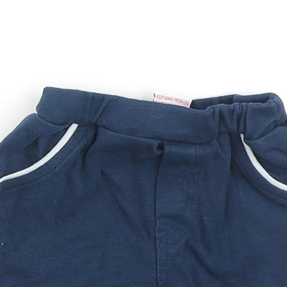 Little Mariner Baby Blue Cotton Cropped Leggings Size 0-3 Months - Contrasting Trim