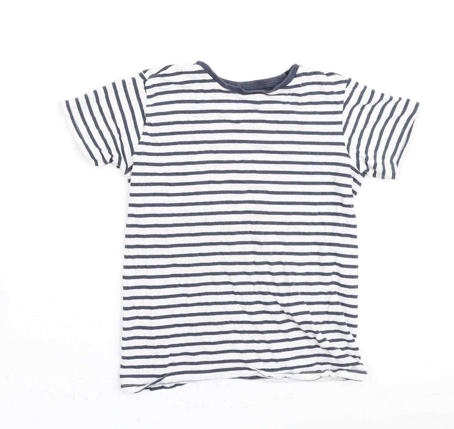 Dunnes Stores Boys Blue Striped Cotton Basic Polo Size 8-9 Years Round Neck
