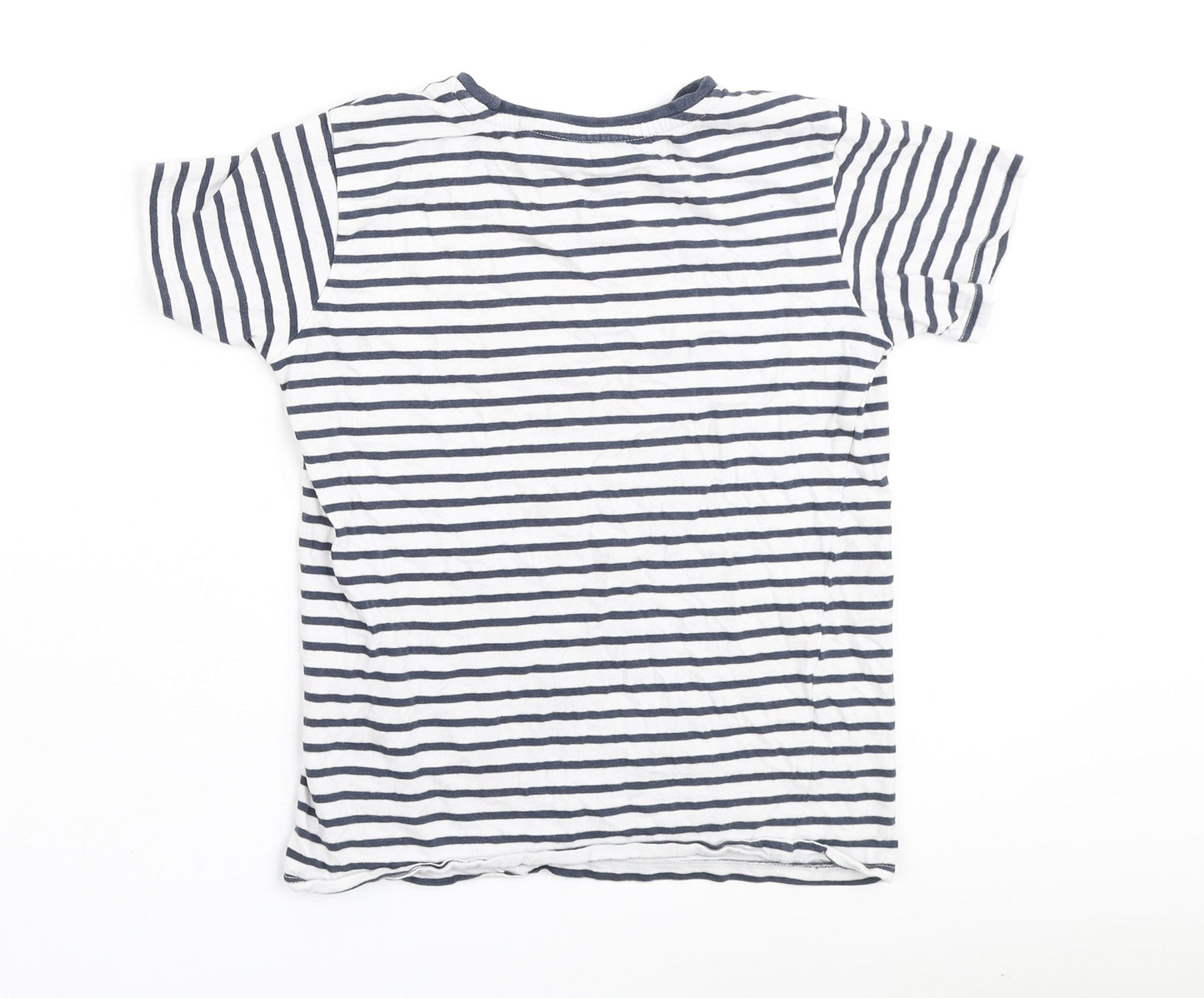 Dunnes Stores Boys Blue Striped Cotton Basic Polo Size 8-9 Years Round Neck