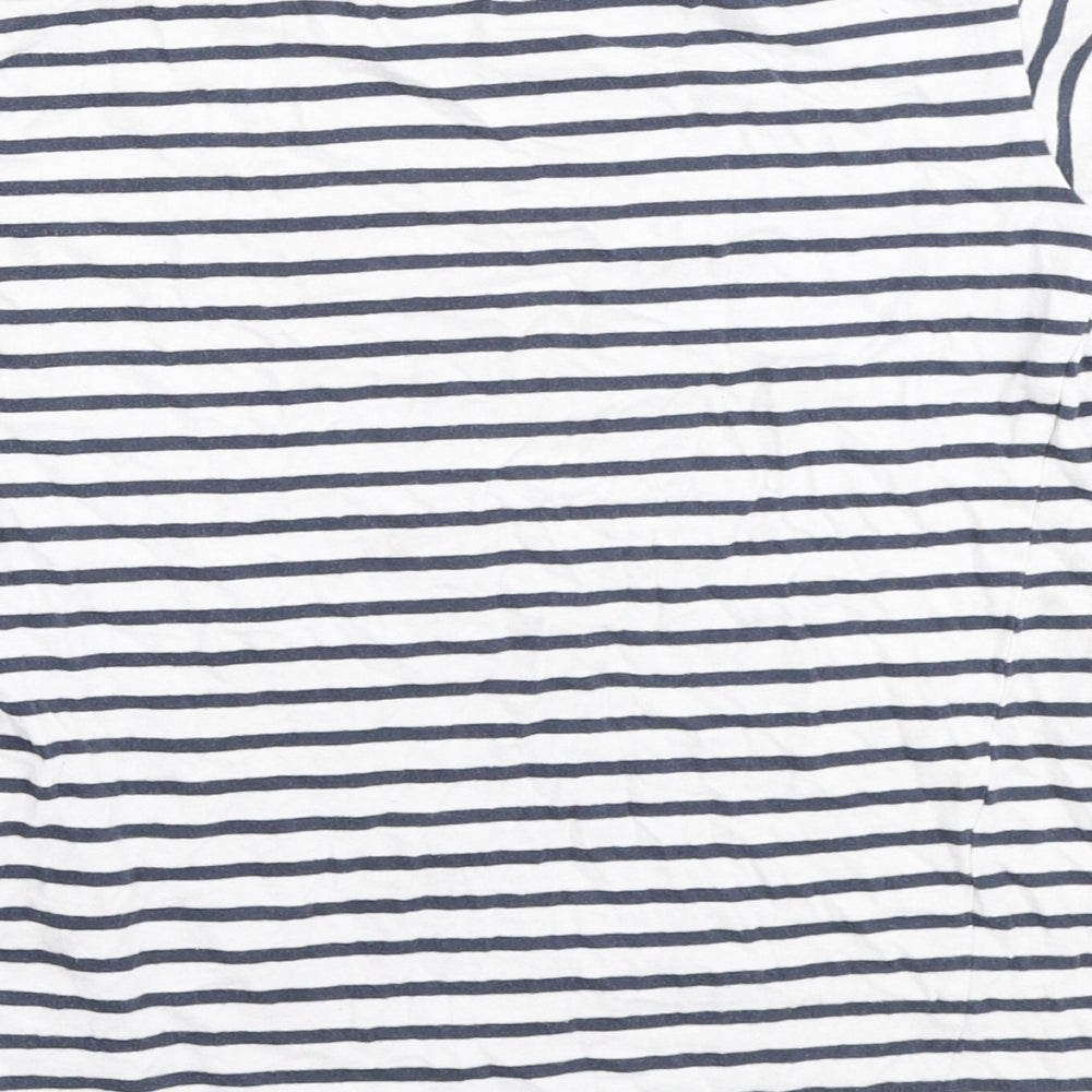 Dunnes Stores Boys Blue Striped Cotton Basic Polo Size 8-9 Years Round Neck