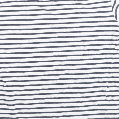 Dunnes Stores Boys Blue Striped Cotton Basic Polo Size 8-9 Years Round Neck